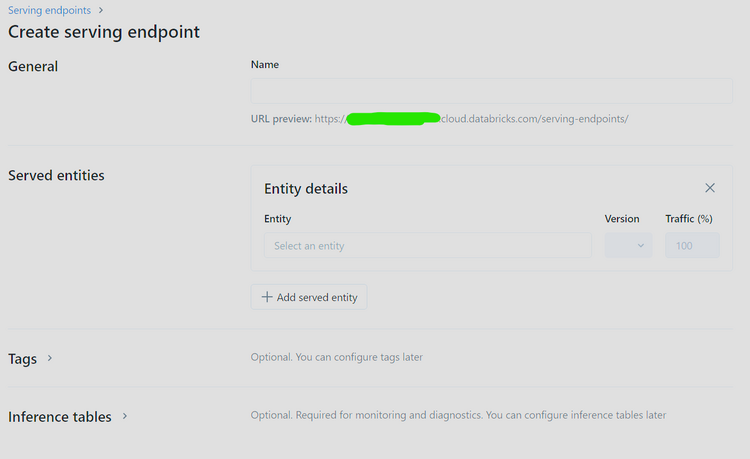 Databricks Endpunkt